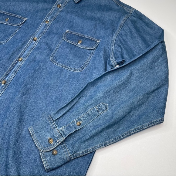 Northcrest Denim Shirt Button Long Sleeve Vintage Blue Western Work Outdoor XXLT - Picture 5 of 12